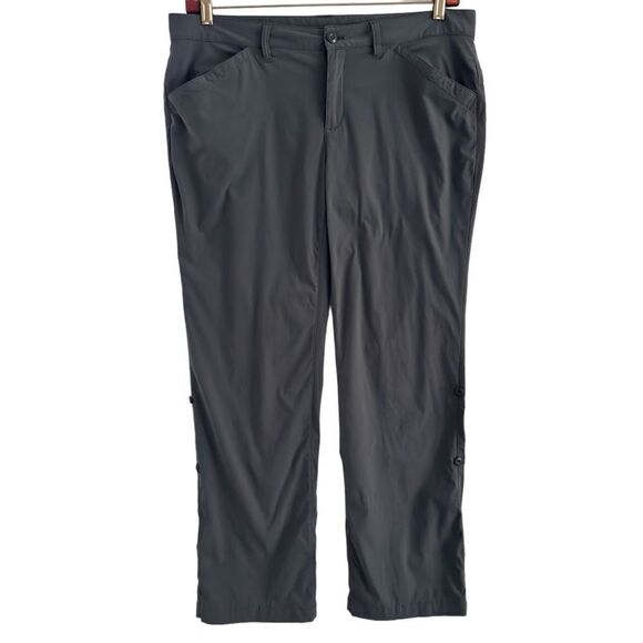 Eddie Bauer Travex Roll Up Convertible Hiking Pants Gray Nylon Stretch Womens 14 - Picture 1 of 8
